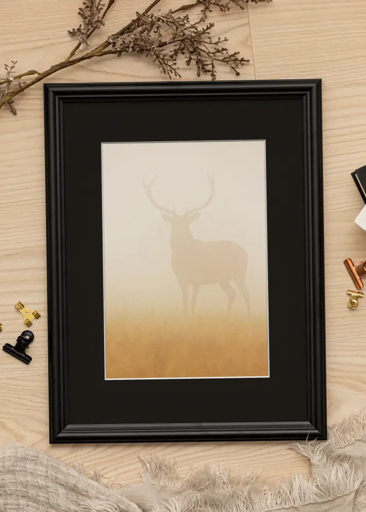 Kehys Siljan Musta 70x90 cm - Passepartout Musta 55x70 cm