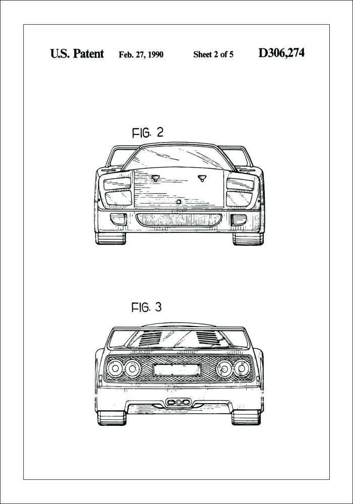 Patenttipiirustus - Ferrari F40 III Juliste