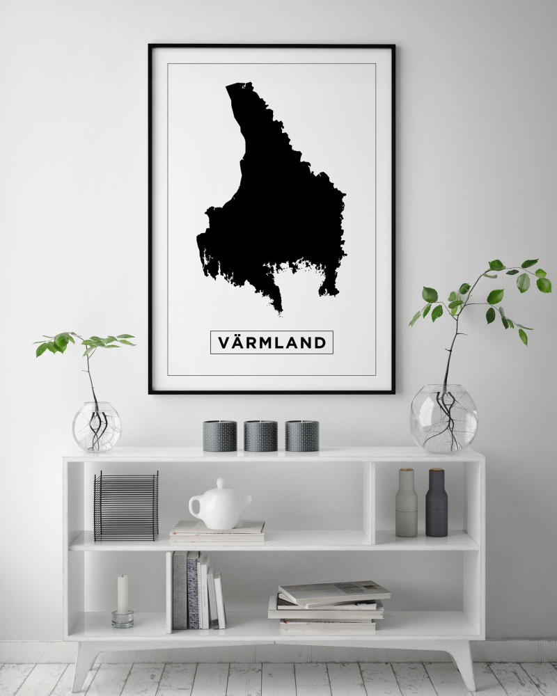 Kartta - Värmland - Valkoinen Juliste