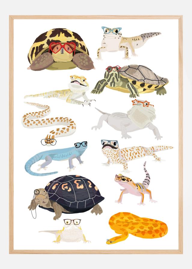 Reptiles In Glasses Juliste